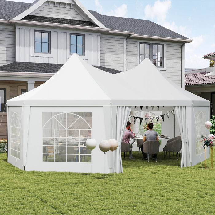 Outsunny Chapiteau Octogonal 5 m x 6,8 m, Grand Abri Exterieur pour Evenements et Fetes