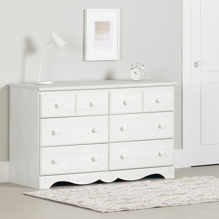Commode Summer Breeze à 6 tiroirs - pin blanc