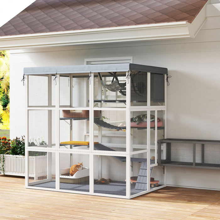 Enclos Exterieur Pour Chat Catio De 71 Po, Gris