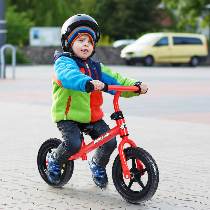 Honeyjoy Enfants Equilibre Velo Pas Pedale Velo D'entrainement W / Guidon Reglable Et Siege Rouge