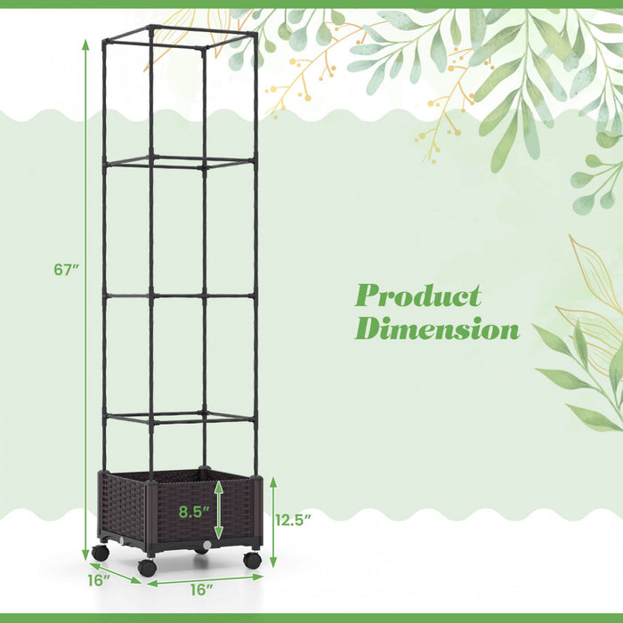 Costway 2 Pcs 67\" Planter Souleve Lit De Jardin Avec Planter Box & Trellis Hauteur Reglable