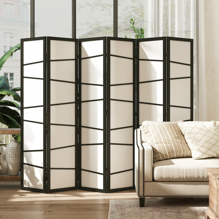 HOMCOM Paravent Pliant, Cloison de Separation a 6 Panneaux pour Bureau a Domicile, Blanc