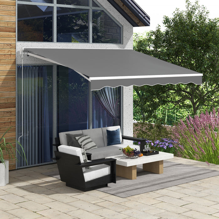 Outsunny Auvent Electrique Retractable 10' X 8' Avec Telecommande, Gris