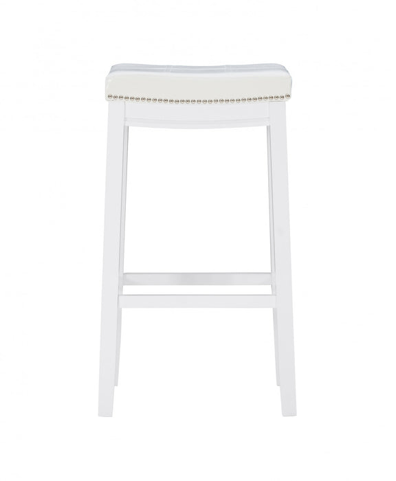 Tabouret bar Claridge en tissu et sans dossier - blanc