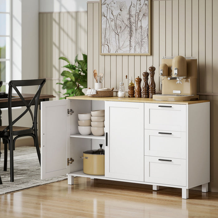 HOMCOM Buffet 47\" avec Portes a Fermeture Douce, Buffet Moderne, Blanc