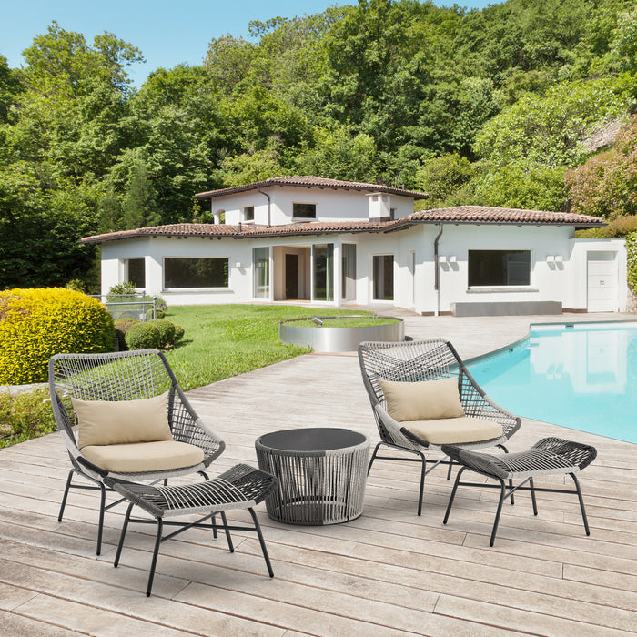 Ensemble de conversation moderne Ashland 5 pieces en creme