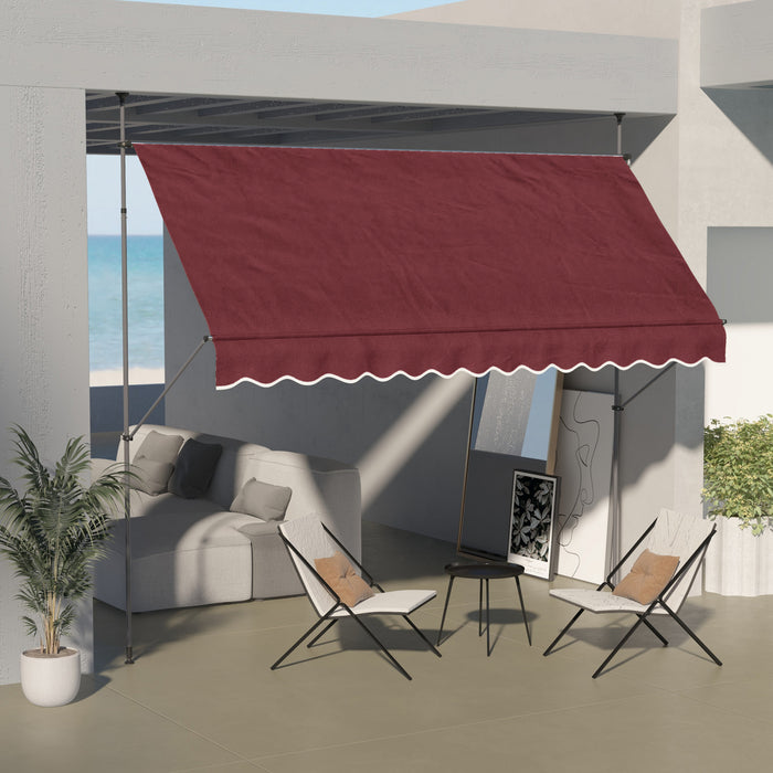 Outsunny Auvent Retractable 11,5' X 4', Autoportant Et Sans Vis, Rouge Vin