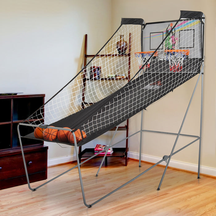 Homcom Double Shots Arcade Basketball Systeme Pliable Deux Joueurs Basketball