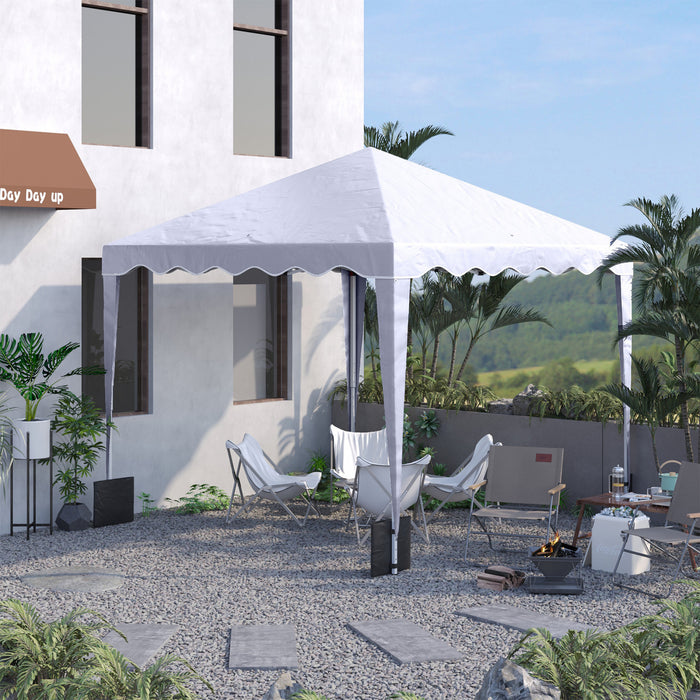 Outsunny 10' X 10' Tente Canopee, Abri Instantane Avec Hauteur Reglable, Tente De Fete Exterieure De Jardin Avec Sac De Transport, Blanc