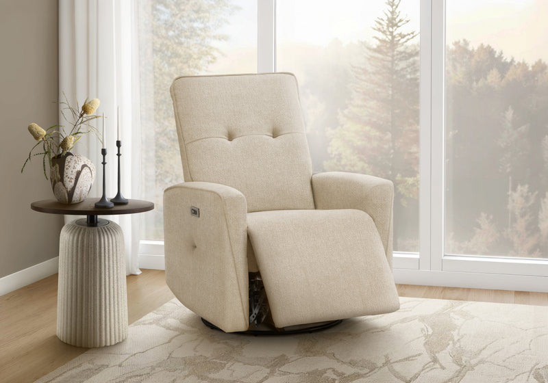 Petit Fauteuil Inclinable Rembourre, Port Usb Inclus, Tissu Beige, Contemporain, Moderne