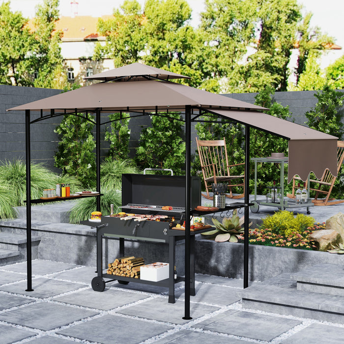 Outsunny Tonnelle De Barbecue 8' X 5', Abri Bbq A Deux Niveaux, Kaki
