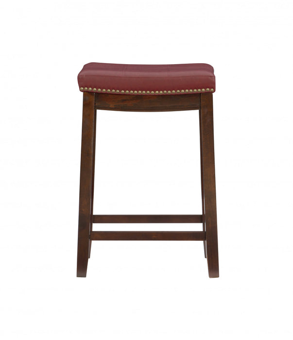 Tabouret Claridge de hauteur comptoir en similicuir et sans dossier - rouge