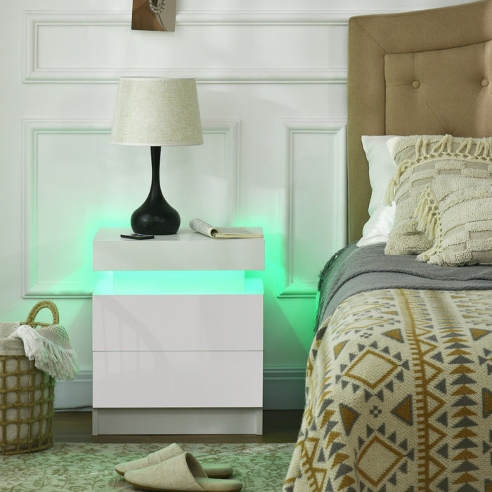 HOMCOM Table de chevet, table d'appoint avec lumieres LED, pour chambre