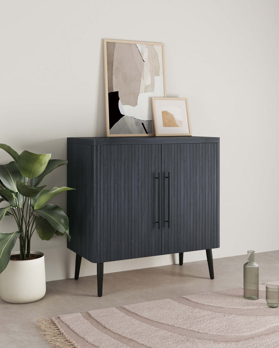 Jodie – Cabinet d’appoint cannele style milieu du siecle de 31\" en gris charbon