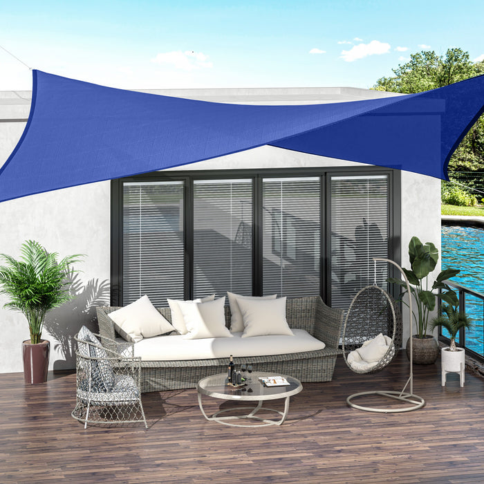 Outsunny Rectangle 20'x 16' Pare-soleil Voile Couverture Superieure En Tissu Abri Exterieur Fenetre De Jardin Sac De Transport De Sable Bleu