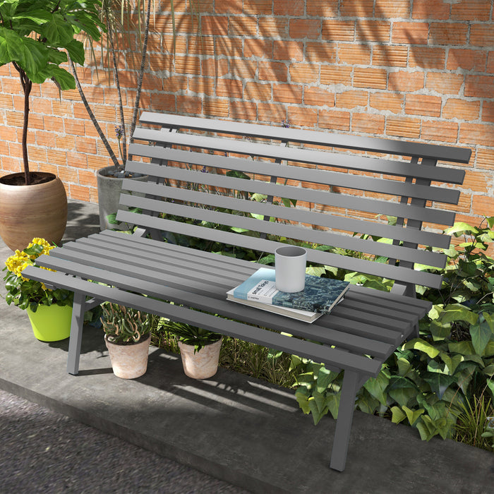 Outsunny Banc de Jardin 48.5\", Banc Leger en Aluminium pour Terrasse, Gris