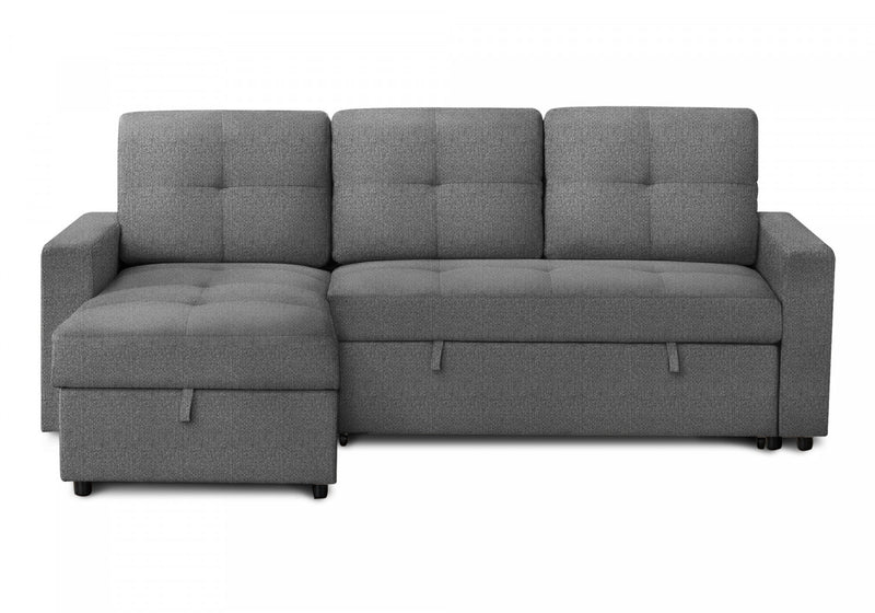 Canape-Lit Convertible, Chaise De Rangement, 90\" Longueur, Tissu Gris Fonce