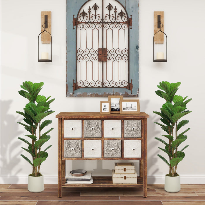 HOMCOM Ensemble de 2 faux figuiers lyre de 4pi, arbre factice