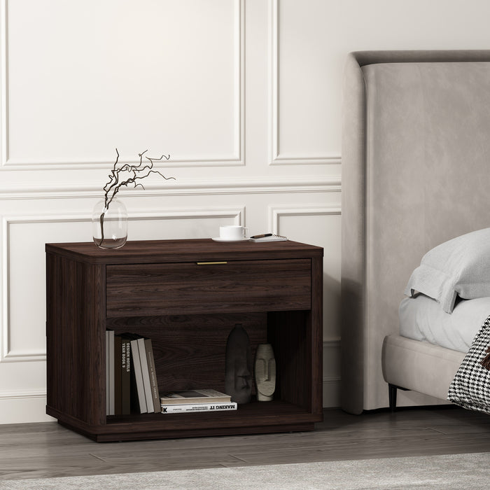 Table de nuit moderne Evelyn 32\" en brun (1 tiroir)