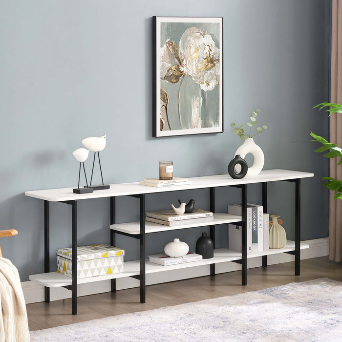 Console contemporaine moderne Celine 71\" en blanc (3 etageres)