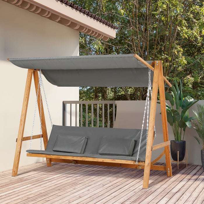 Outsunny Chaise Balancoire De Patio 3 Places Avec Auvent Lit Balancoire