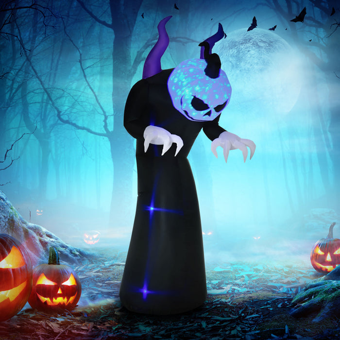Outsunny Fantome A Tete Ronde Halloween Gonflable De 7 Pieds Avec Led