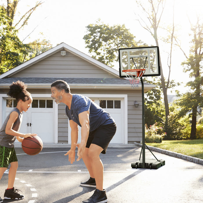 Soozier Panier De Basket-ball Avec Panneau Arriere, Roues, 8 A 10 Pi, Noir