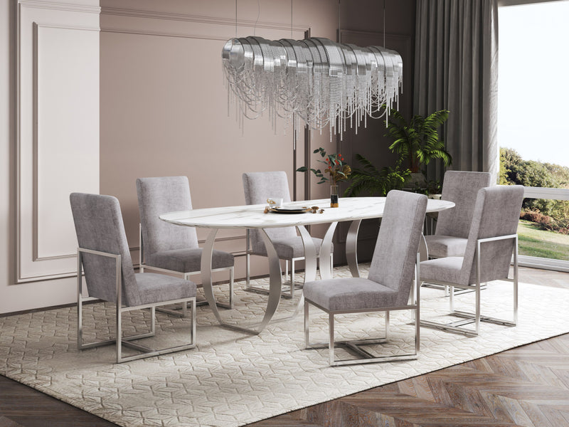 Chaise de salle a manger moderne Element en velours et metal acier - Lot de 2