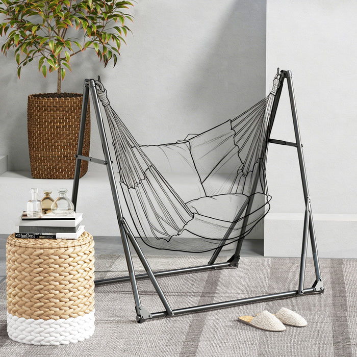 Outsunny Support de hamac pliable, 2-en-1, uniquement hamac, noir