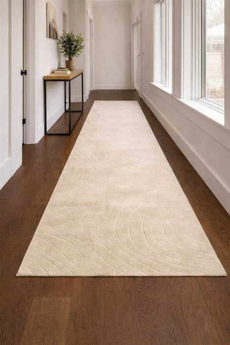 Tapis Lavable/Contemporain Somos 2'8\" x 8'0\" en Creme