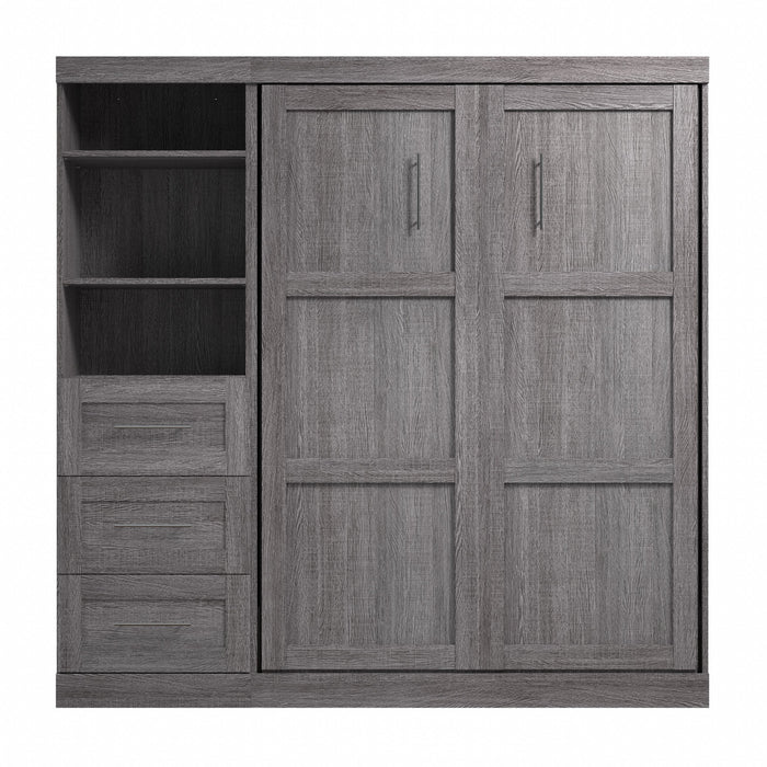 Lit double escamotable mural Pur de Bestar de 84 po avec rangement et tiroirs - gris écorce
