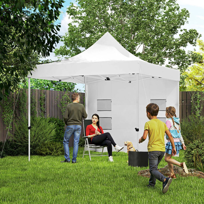Outsunny Tente A Auvent Escamotable Robuste 10' X 10', Upf50+, Blanc