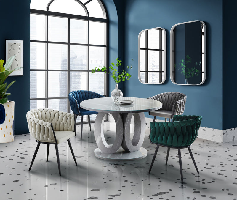 Chaise de salle à manger avec accoudoirs Hildy en velours gris foncé (ensemble de 2)