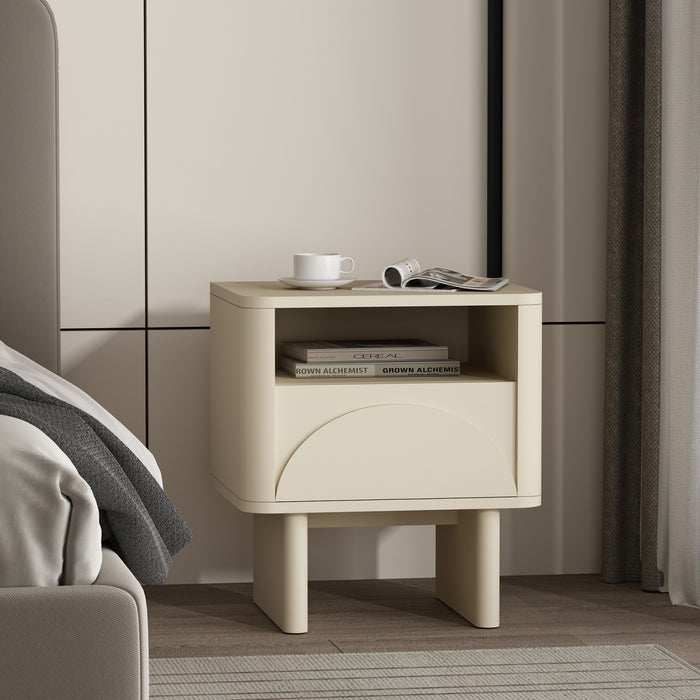 Table de nuit Ella Modern 20\" en creme (1 tiroir)