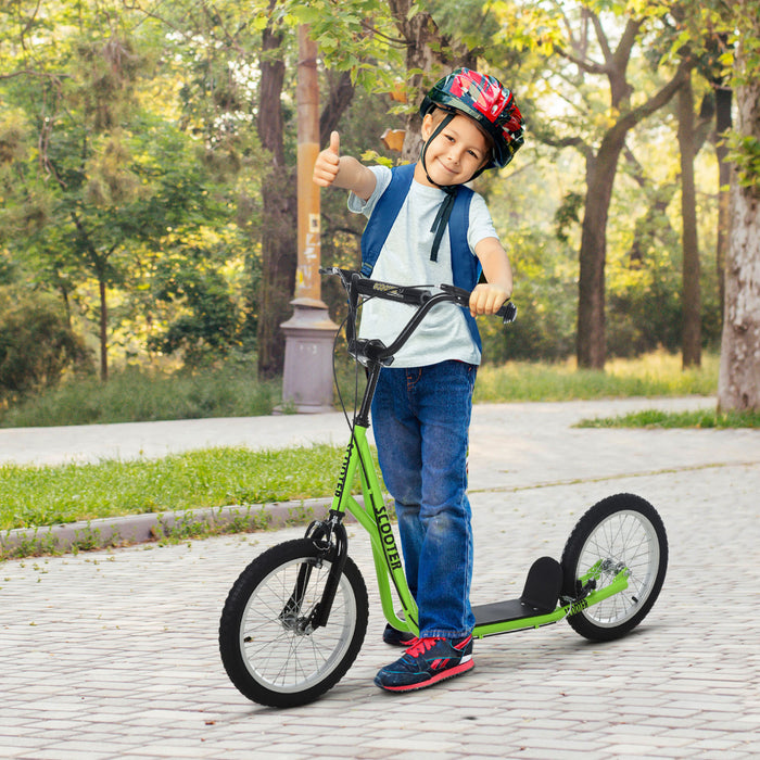 Aosom Trottinette, Jouet Pour Enfants Avec Roue Gonflable De 16 Po, Vert