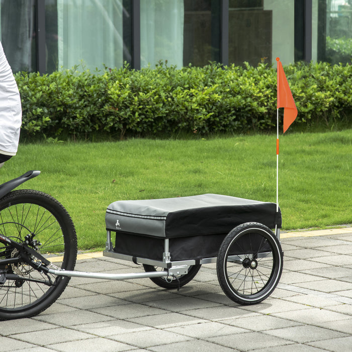 Aosom Remorque De Velo Pliable Avec Triple Securite, Noire Et Grise