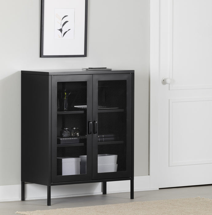 Armoire décorative Crea à 2 portes grillagées en métal - noire