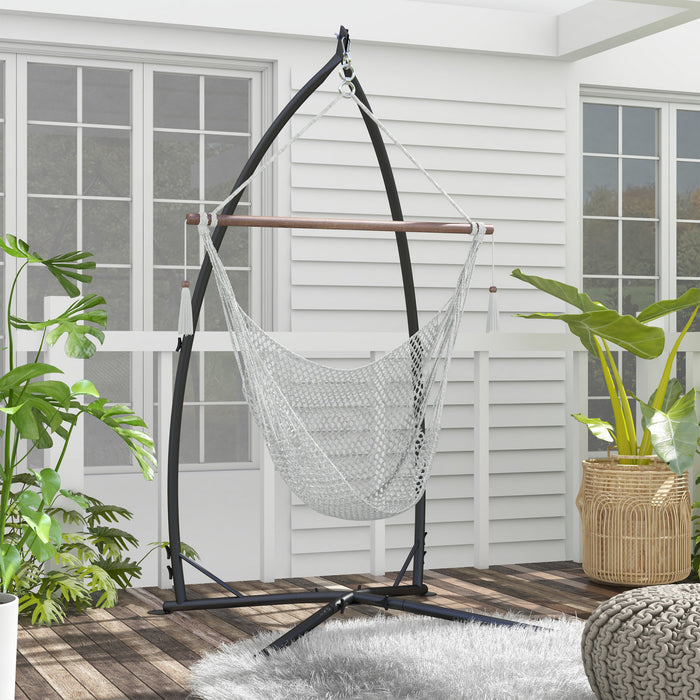 Outsunny Support pour Hamac avec Cadre en Acier pour Camping, Patio, Noir
