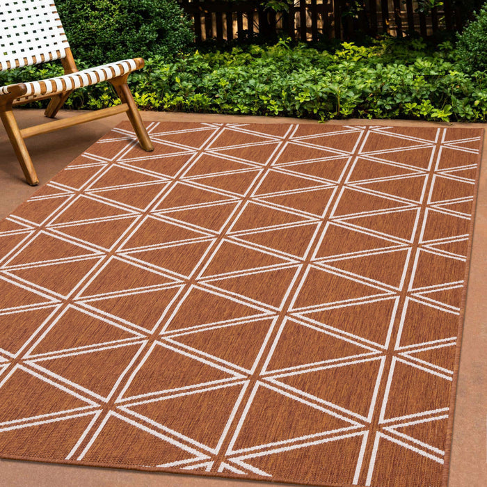 Carpette Brooke à motif de diamants géométriques pour l'extérieur - 7 pi 10 po x 11 pi 2 po