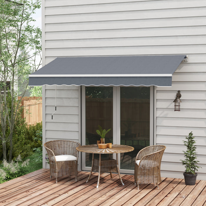 Outsunny 10' X 8' Abri D'auvent Retractable Manuel Avec Manivelle, Gris