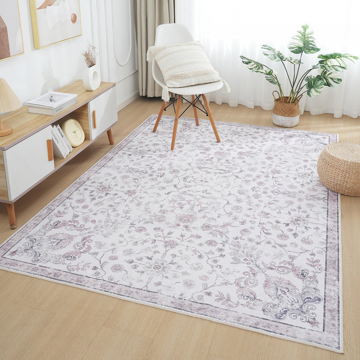 Aqua Primavera Tapis Lavable Et Antiderapant A Poils Ras 5'x7'
