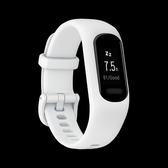 Garmin Vivosmart® 5 Montre Connectee Gps - Suivi D'activite Avec Boitier Noir Et Bracelet En Silicone Blanc