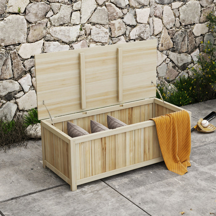 Outsunny Coffre de Terrasse en Bois 45 Gal, Boite de Rangement Exterieur