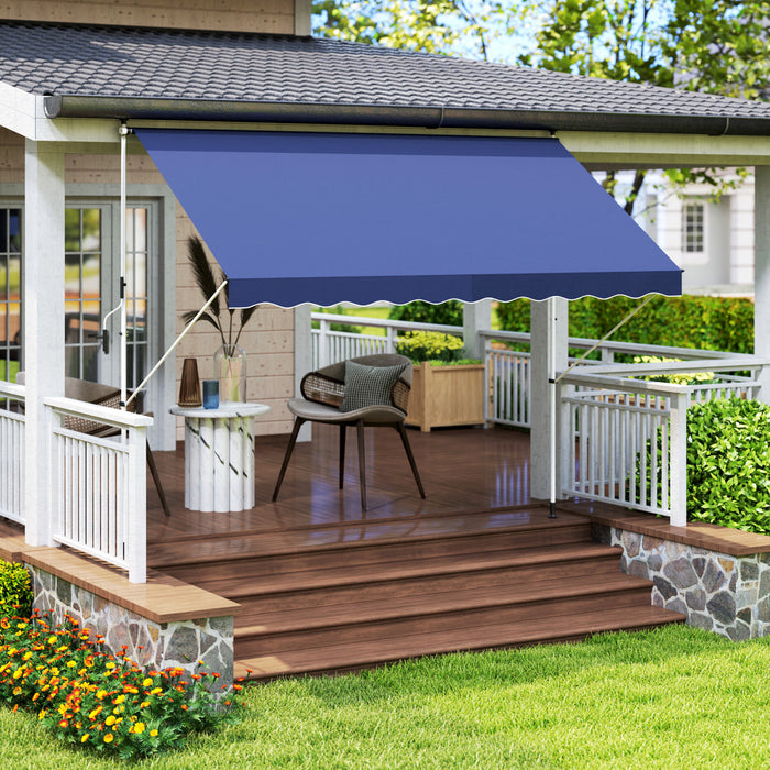 Outsunny Auvent Retractable 10x5 Pieds, Abri Pare-soleil, Bleu Marine