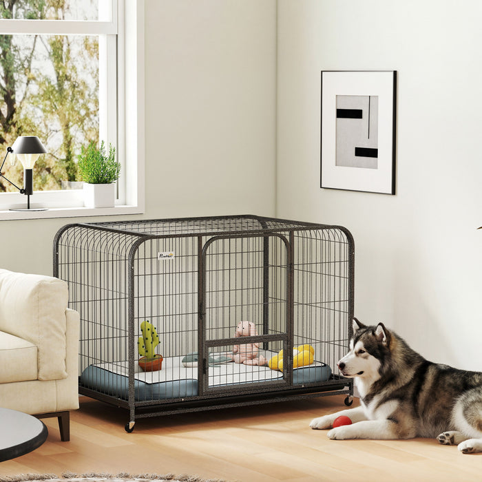 Cage Robuste pour Chien avec Roues et Plateau