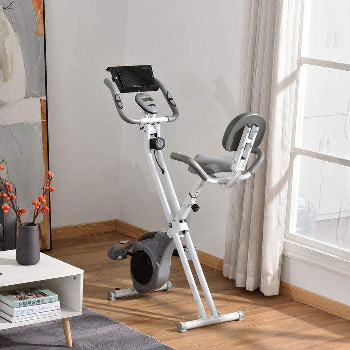 Soozier Velo D'exercice Pliant Avec Resistance Magnetique A 8 Niveaux, Gris