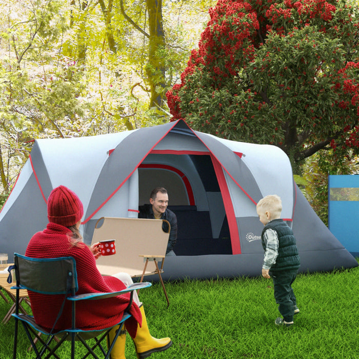 Tente De Camping Exterieure Outsunny Pour 5-6 Avec Sac Integre, Crochet D'eclairage, Sac De Transport
