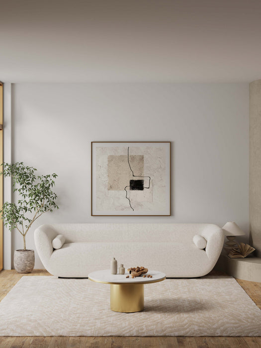 Table basse Glenn Modern Glam avec plateau en pierre frittee, finition or
