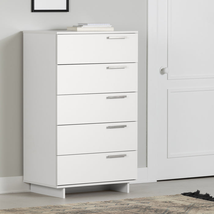 Commode verticale de rangement Cavalleri à 5 tiroirs - blanc pur