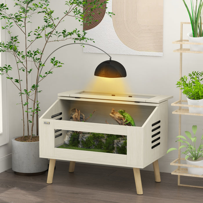 Pawhut Terrarium Pour Reptiles De 29 Gallons, 31,5\" X 20\" X 24\" Reservoir Pour Reptiles A Ouverture Superieure Avec Fenetres En Verre Trempe, Ventilations, Pour Serpents, Lezards, Cameleons, Hamsters